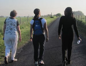 Three women on the road